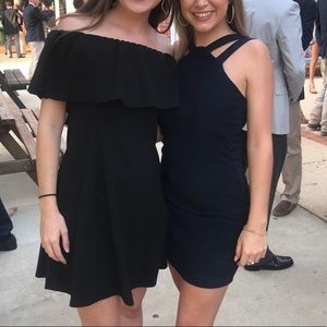 Navy blue cocktail dress.